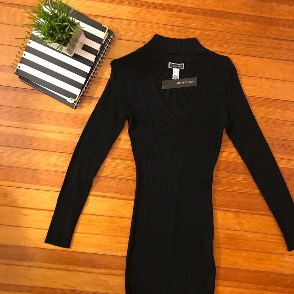Midi black evening dress